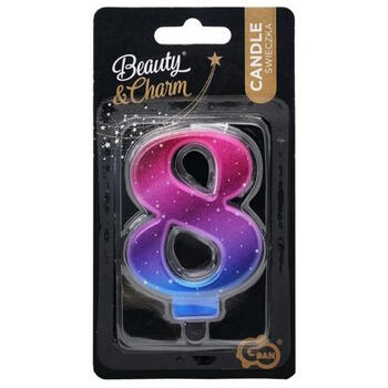GoDan Night sky Metallic Свеча на торт Цифра 8 (8cm) Pink/Blue/Violet Ombre (MLG174724)