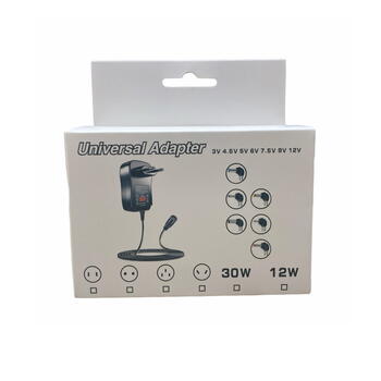 Riff Универсальный 12/30W (Max 2.1A) Сетевой адаптер + USB с 3-12V мануальным переключателем & 6 коннекторами Черный (RF-UA-12/30W-6KON-USB)