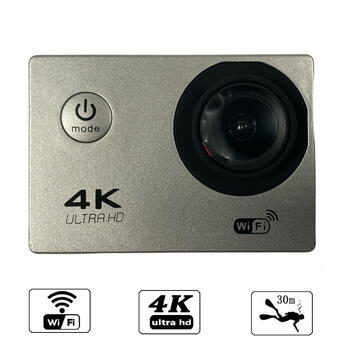 Riff SPK-1 Ultra HD 4K 16Mpix Wi-Fi Спорт Камера с 2'' LCD Пультом & 8x Фикс креплениями Серебристая (RF-SPK1-SILVER)