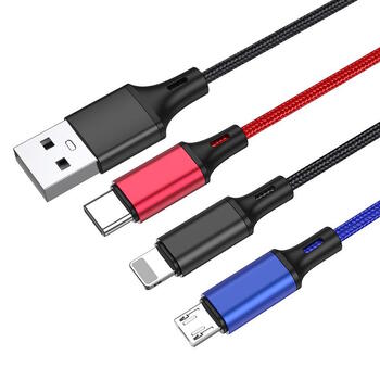 iKaku KSC-804 XIANGYI 3в1 Lightning / Type-C / Micro Провод для подзаряда 1.2m Black (KSC-804-BK)