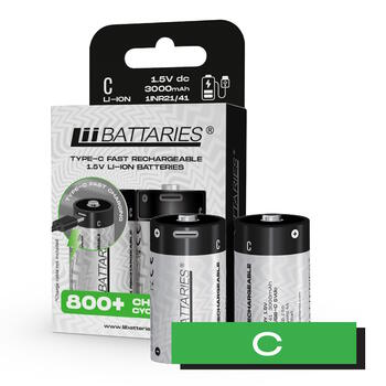 Liibattaries Uzlādējami Jaudīgi akumulatori Lithium-Ion ar USB-C LR14 C 3000mAh 1.5V (2pcs) (LIB510729)