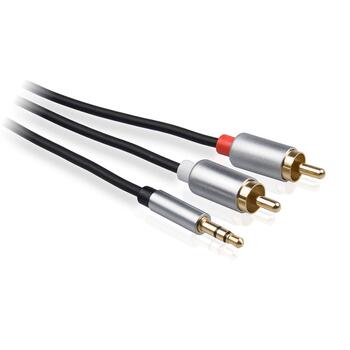 Libox LB0092 3.5mm Premium Stereo Jack uz 2x RCA Audio Vads 1.5m 24K apzeltīti konektori Melna (LB0092)