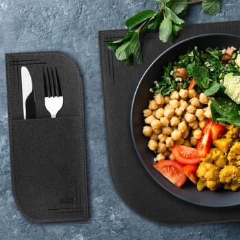VILSTO filca materiāla galda paliktņu komplekts (18 gb.) Dark grey (PLACEMAT-SET-18pcs-DGREY)