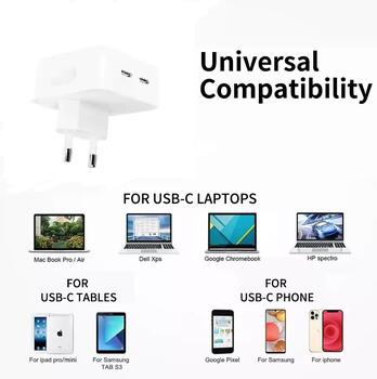 Riff A2569 35W Быстрая Зарядка с Двумя портами USB-C+C (Type-C) для всех Apple устройств (Аналог A2569) Белый (RF-A2569)