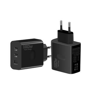 Riff 160W QC5.0 Супер быстрая зарядка с USB портом / x2 PD USB-C портами Black (RF-160W)