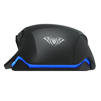 Aula S12 Multi-krāsu apgaismojuma vada Spēļu Optiskā pele/ 7 pogas/ 800-4800dpi/ ar ergonomisku formu/ Melna (S12)