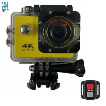 Riff SPK-1 Ultra HD 4K 16Mpix Wi-Fi Sporta Kamera ar 2'' LCD Pulti & 8x Fiksācijas komplektu Dzeltena (RF-SPK1-YELLOW)