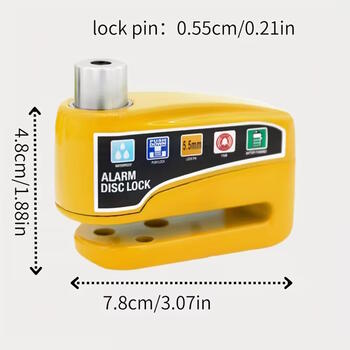 Riff LOCK07 Universāla trauksmes disku bremžu slēdzene Velosipēdiem/Elektroskūteriem/Trīsriteņiem/Ratiņiem Yellow (RF-LOCK07-YE)