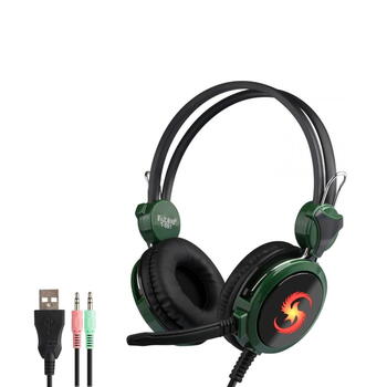 Kubite T-591 Spēļu Austiņas 40mm draiveri 1.8m Vads 2x 3.5mm audio/mic + USB Zaļa (KUB-T591-GREEN)