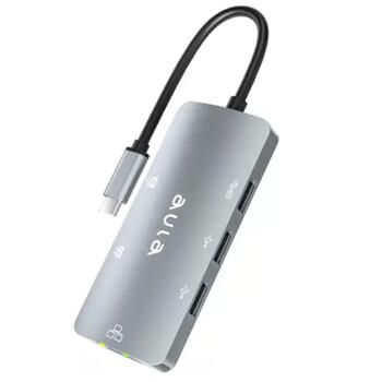 Aula UC-910 6in1 Hub adapteris USB-C uz Hdmi 4K 30Hz / 2x USB 2.0 / USB 3.0 / PD uzlāde / RJ45 Internet (OT-UC-910)