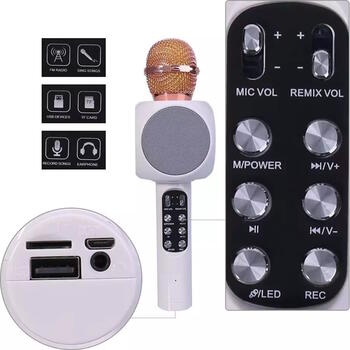 Riff WS-1816 16W karaoke BT mikrofons ar LED 360 White (WS-1816/WH)