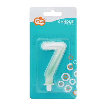 GoDan Tortes svece - Gaisa Balons Skaitlis 7 (7cm) White/Green Ombre (MLG175103)