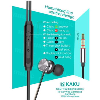 iKAKU KSC-402 Универсальные легкие наушники-вкладыши HiFi 3,5 мм с микрофоном 1,2 м Белый (KSC-402-WH)
