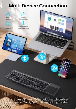Riff KF86 Универсальная складная Bluetooth клавиатура с тачпадом и подставкой для Windows / Android / iOS / Mac OS / Smart TV (RF-KF86)