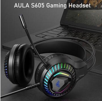Aula S605 Звукопоглощающие Игровые Наушники 50m драйверы 2m Кабель 2x 3.5mm аудио/мик + USB RGB Led Черные (S605)