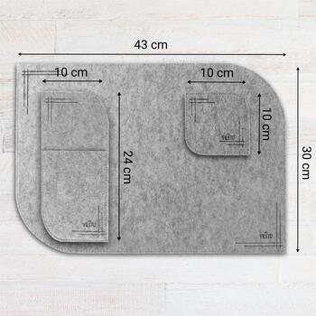 VILSTO filca materiāla galda paliktņu komplekts (18 gb.) Grey (PLACEMAT-SET-18pcs-LGREY)