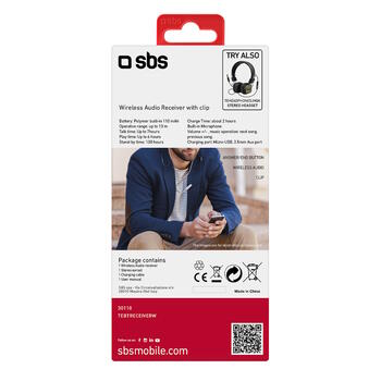 SBS TEBTRECEIVERW Беспроводной Bluetooth-адаптер с наушниками (30110)