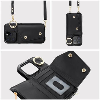 Riff Wonder maciņš Apple iPhone 16e / iPhone 17e (ar karšu nodalījumiem, 2 siksniņām) Black (RF-WON-IP16e/17e-BK)