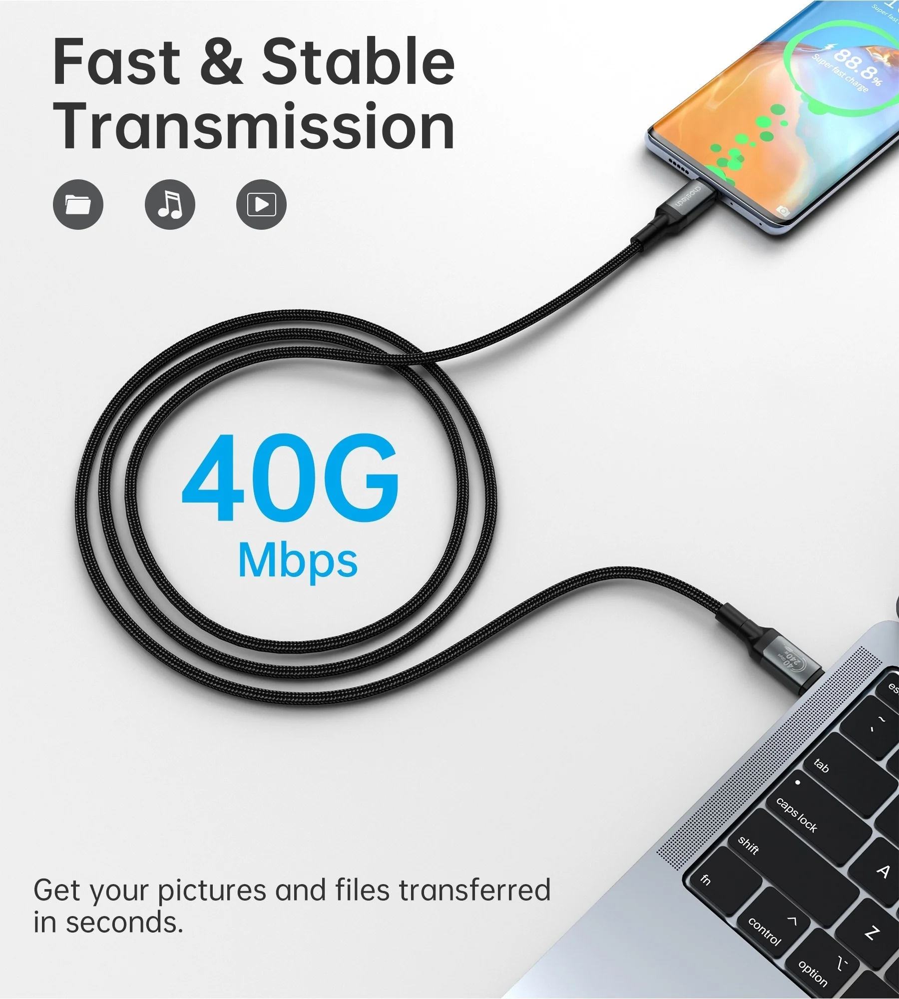Choetech XCC-1040  провод USB-C на USB-C 240W 8K 60Hz 1,2m (XCC-1040)
