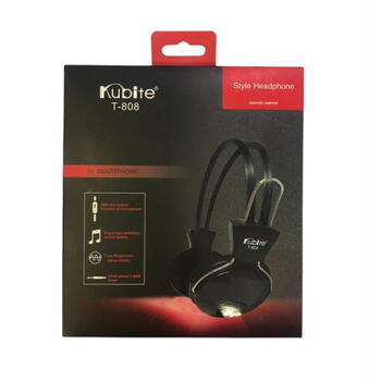 Kubite T-808 Компьютерные Наушники 30mm драйверы 1.8m Кабель 2x 3.5mm audio/mic Черный (KUB-T-808)