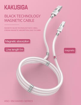 iKaku KSC-350 Lightning провод для заряда и передачи данных с магнитами 1m Black (KSC-350/LI-BK)