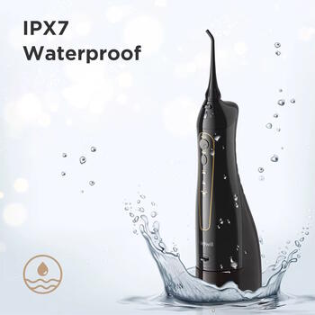 Riff RF-FW1 bezvadu IPX7 irigators ar 3 režīmiem / 7 uzgaļiem / 1400mAh / 5W / 300ml ūdens tvertnei Black (RF-FW1-BK)