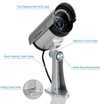 Riff RF-IR1 CCTV IR Муляж уличной домашней камеры безопасности с мигающей сигнальной лампой 2x AA батарейки Белый (RF-IR1)