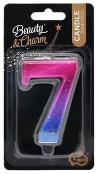 GoDan Night sky Metallic Tortes svece Skaitlis 7 (8cm) Pink/Blue/Violet Ombre (MLG174700)