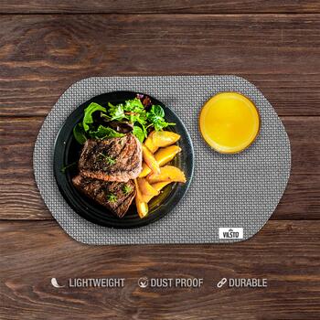 VILSTO dekoratīvs, pīts galda paliktņu komplekts (4 gb.) Grey (PLACEMAT-SET-4pcs-WOVEN-GR)