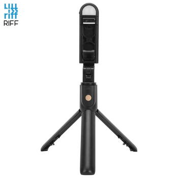 Riff K10-S Universāla bezvadu selfi - nūja (pagar. līdz 70 cm) ar statīvu / spoguli / LED apgaismojumu / slēdža pogu Melna (RF-K10-S-BL)