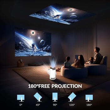 Riff HY300 Pro+ pārnēsājamais viedais projektors BT 5.4 1080p Android 11 OS Wi-Fi 6 ar automātisko trapeces korekciju (RF-HY300)
