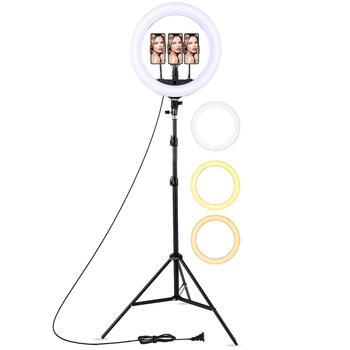 Riff BD560 56cm LED gaismas gredzens 67W ar 3x viedtālruņa turētājiem + Bluetooth tālvadības pults + triskājis 2.1m (RF-BD560/LEG)