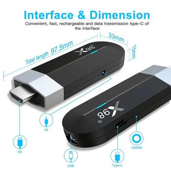 Riff X98 S500 Mini TV Stick SmartBox Android 11 Amlogic S905Y4 Quad Core AV1 HDR10+ 4K 60fps 5G Wifi 4GB+32GB (RF-X98-4GB+32GB)