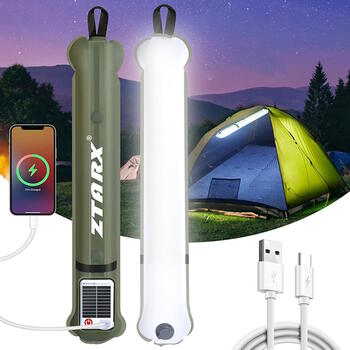 ZTARX S60 Ūdensizturīga Piepūšams Profesionāls LED Cauruļveida Gaismas Lukturis 245LM + gaisa pumpis / saules lādētājs / powerbanka IP66 2000mAh (ZTARX-S60)