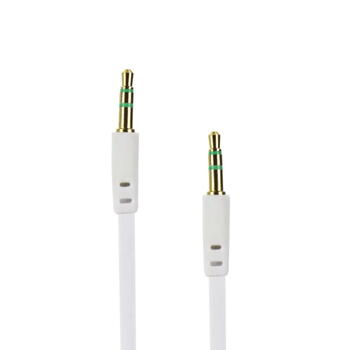 HQ Plakans AUX 3.5mm spraudnis uz 3.5mm spraudnis Audio plāns 1m vads Balts (HQ-AUX-WH-BX)