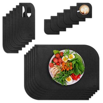 VILSTO filca materiāla galda paliktņu komplekts (18 gb.) Dark grey (PLACEMAT-SET-18pcs-DGREY)