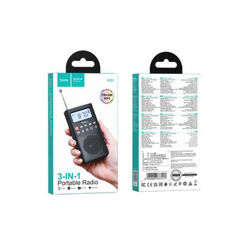 Hoco HI51 3in1 modelis ar FM/AM radio / Bluetooth 5.3 / MP3 atskaņošanu no TF kartes (HI51)