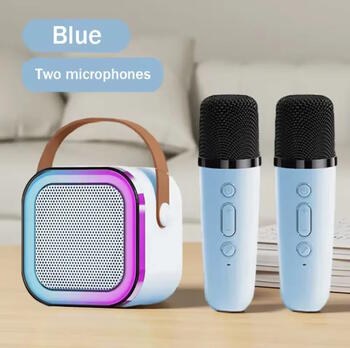 Riff K12 Portatīvā BT karaoke sistēma ar 2 Wireless mikrofoniem Blue (RF-K12/BL)