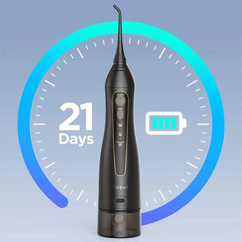 Riff RF-FW1 bezvadu IPX7 irigators ar 3 režīmiem / 7 uzgaļiem / 1400mAh / 5W / 300ml ūdens tvertnei Black (RF-FW1-BK)