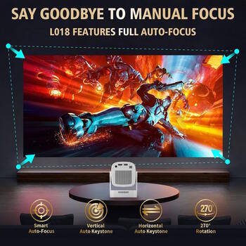 Riff HY260 Pro Ultra pārnēsājamais viedais projektors BT 5.4 1080p Android 11.0 Wi-Fi 6 ar automātisko trapeces korekciju (RF-HY260Pro)