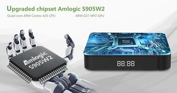 Tanix W2 S905W2 64-bit Quad Core ARM Cortex A53 Konsole 4K Ultra HD Android TV kaste ar tālvadības pulti Android 11 Smart TV 2Gb + 16GB Melns (TANIX-W2-A-2GB-16GB)