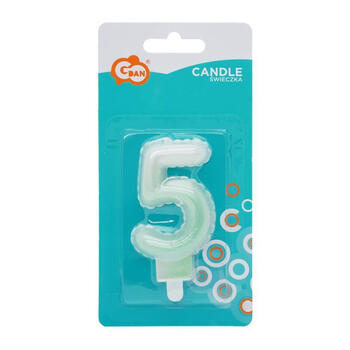 GoDan Свеча на торт в виде воздушного шара Цифра 5 (7cm) White/Green Ombre (MLG175066)