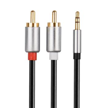 Libox LB0092 3.5mm Premium Stereo Jack uz 2x RCA Audio Vads 1.5m 24K apzeltīti konektori Melna (LB0092)