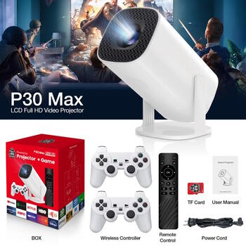 Riff P30MAX Portatīvais Videoprojektors Spēļu Konsole 36000+ 4K Android 11 Allwinner H713 64 Gb White (RF-P30MAX)
