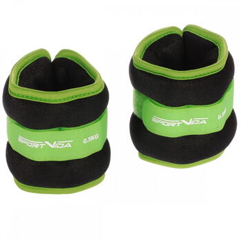 SportVida Ergo Fit Веса для Рук или Ног 2 * 0.5KG регурируемы липучкой Зеленый (SV-HK0032)