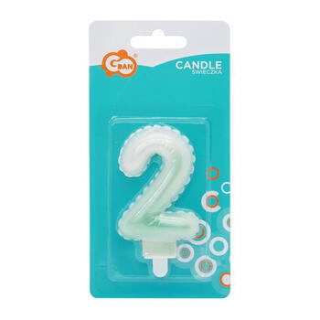 GoDan Tortes svece - Gaisa Balons Skaitlis 2 (7cm) White/Green Ombre (MLG175004)