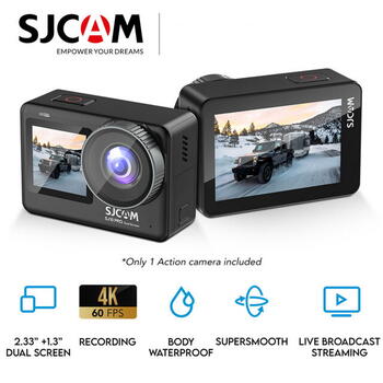 SJCam SJ10 Pro Два LCD Wi-Fi Водостойкая 30m Камера 4K 60fps 6-Axis Gyro IPS 2.33'' + 1.3'' Черный (SJ10PRODU-BK)