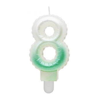 GoDan Tortes svece - Gaisa Balons Skaitlis 8 (7cm) White/Green Ombre (MLG175127)