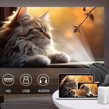 Riff HY320 pārnēsājamais viedais projektors BT 5.0 1080p Android 11.0 Wi-Fi 6 ar automātisko trapeces korekciju Black (RF-HY320)