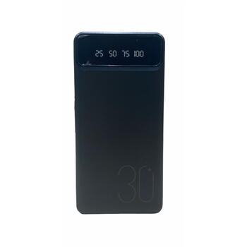 Riff YM-407S Mega 30000mah Power bank Зарядка 2x USB 2.1A Max выходы / Micro USB + USB-C входы + 3 Кабеля Black (RF-YM-407S-BK)
